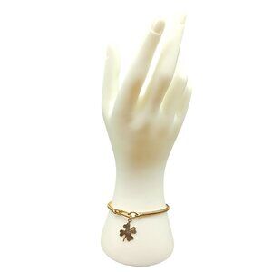 Vintage Gold-Tone Snake Chain Clover Charm Bracelet